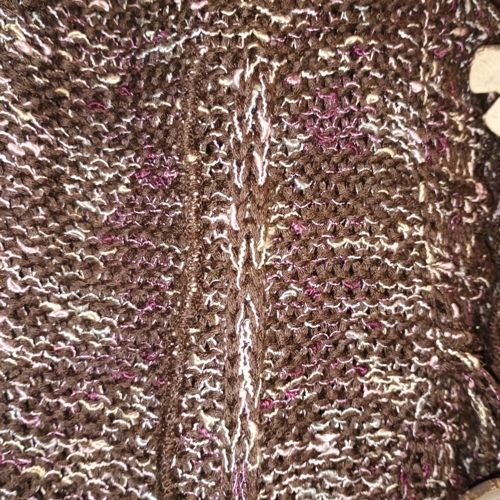 BCBGMAXAZRIA Women's XL Cardigan Sweater Brown Multi Button‎ Ruffle Hem - Picture 6 of 10